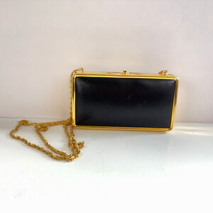 Valerie Stevens Evening Purse Clutch Chain Strap Hinged Box Gold Tone Frame